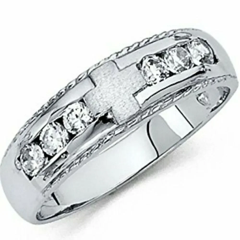 5mm 14k Solid White Gold Men's Wedding Band